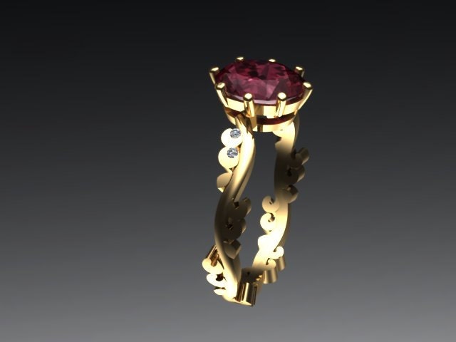 Januar Birthstone Ring Diamant Verlobungsring Granat 14K Gelbgold Mit Himbeere Zentrum - V1053 Januar Birthstone Ring Diamant Verlobungsring Granat 14K Gelbgold Mit Himbeere Zentrum - V1053 von JewelryArtworkByVick