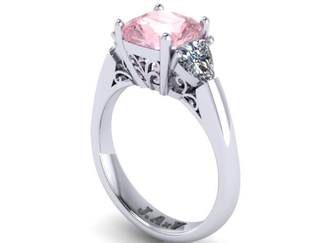 Kissen Geschnitten Morganit Verlobungsring Mit Zwei Billionen Moissanite 14K Weißgold Braut Ring Marraige Ehering Einzigartige Ringe - V1107 Kissen Geschnitten Morganit Verlobungsring Mit Zwei Billionen Moissanite 14K Weißgold Braut Ring Marraige Ehering Einzigartige Ringe - V1107 von JewelryArtworkByVick