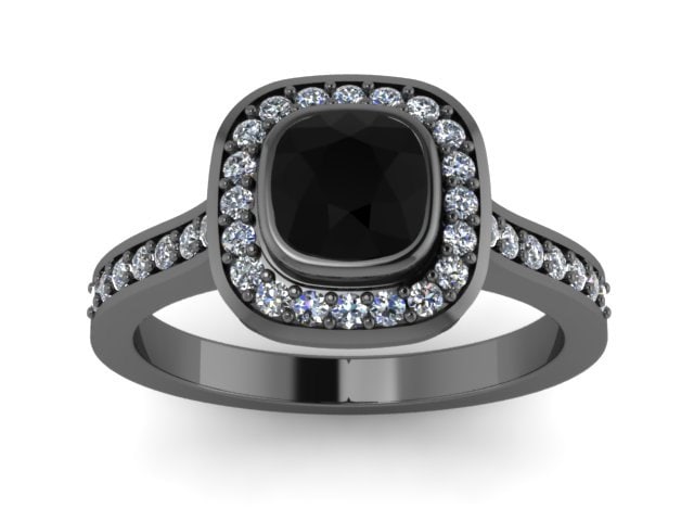 Kissen Geschnitten Schwarz Diamant Verlobungsring Form Halo Hochzeit 14K Gold Mit 5x5mm Center Einzigartig - V1092 Kissen Geschnitten Schwarz Diamant Verlobungsring Form Halo Hochzeit 14K Gold Mit 5x5mm Center Einzigartig - V1092 von JewelryArtworkByVick