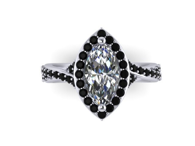 Marquise Für Immer Brillante Verlobungsring Schwarz Diamant Vintage Ring Weißgold Braut Feinen Schmuck Muttertagsgeschenk Einzigartig - V1109 von JewelryArtworkByVick
