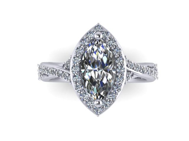 Marquise Verlobungsring Diamant Vintage Hochzeit Ring Feiner Schmuck Urlaub Geschenk Halo Verlobung 10x5mm Moissanite Ctr Geschenke - V1109 von JewelryArtworkByVick
