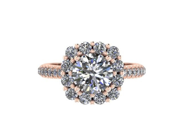 Moissanite Diamant Halo Verlobungsring 14K Rose Gold Mit 6, 5 Mm Runde Für Immer Einen Charles & Colvard Center Einzigartige Ring - V1071 Moissanite Diamant Halo Verlobungsring 14K Rose Gold Mit 6, 5 Mm Runde Für Immer Einen Charles & Colvard Center Einzigartige Ring - V1071 von JewelryArtworkByVick