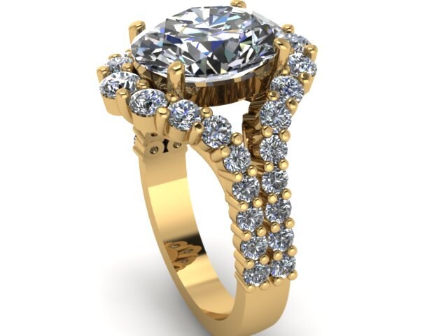 Moissanite Gelbgold Verlobungsring Gold Oval Center Natürliche Weiße Diamant Ring Benutzerdefinierte Schmuck Geschenke Für Ihre Berühmtheit - V1146 Moissanite Gelbgold Verlobungsring Gold Oval Center Natürliche Weiße Diamant Ring Benutzerdefinierte Schmuck Geschenke Für Ihre Berühmtheit - V1146 von JewelryArtworkByVick
