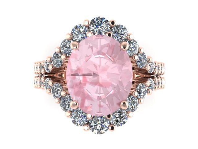 Morganit Diamant Rose Gold Verlobungsring Oval Ring Weiß Schmuck Geschenke Für Ihre Etsy Einzigartige - V1146 von JewelryArtworkByVick