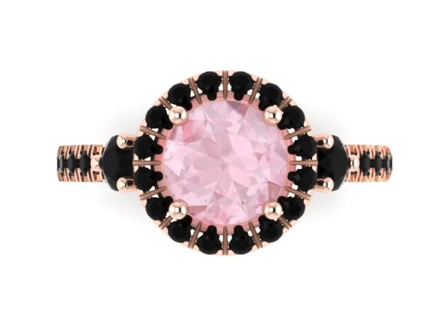 Morganit Verlobungsring Schwarz Diamant Hochzeit Ring Feinen Schmuck 14K Rose Gold Mit 6, 5 Mm Runde Zentrum - V1023M Morganit Verlobungsring Schwarz Diamant Hochzeit Ring Feinen Schmuck 14K Rose Gold Mit 6, 5 Mm Runde Zentrum - V1023M von JewelryArtworkByVick