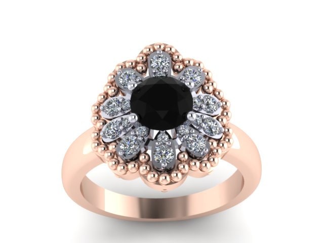 Natürliche Schwarze Diamant Verlobungsring Ehering 14 K Rose Gold Braut Ring Blume Zwei Ton Einzigartige Vintage Verlobung - V1141 Natürliche Schwarze Diamant Verlobungsring Ehering 14 K Rose Gold Braut Ring Blume Zwei Ton Einzigartige Vintage Verlobung - V1141 von JewelryArtworkByVick