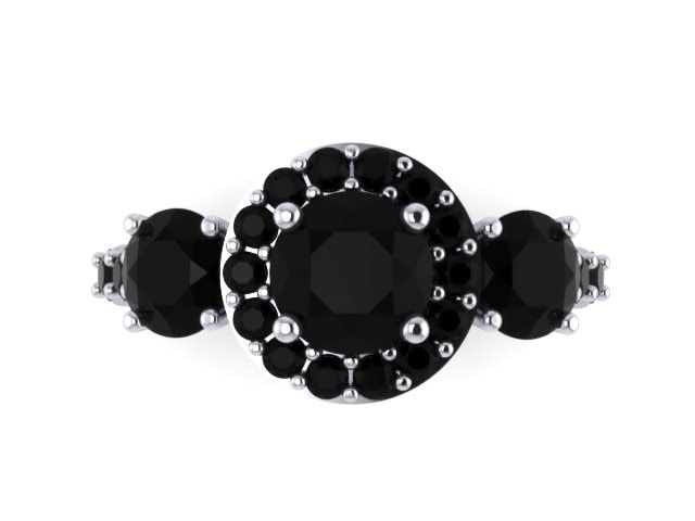 Natürliche Schwarze Halo Diamant Drei-stein-Verlobungsring 14K Weißgold Ehering Damen Schmuck Valentinstag Geschenk Etsy Feinen - V1120 von JewelryArtworkByVick
