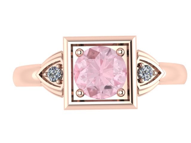 Neues Design Modernisierte Vintage Verlobungsring Mit Echten Morganit Zentrum Und 2 Echte Weiße Diamanten in 14 K Rose Gold Schmuck -V1169 von JewelryArtworkByVick