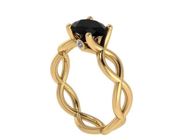 Oval Eisechte Schwarze Diamant Verlobungsring Mit Zwei Echte Akzente Set in 14 K Gelbgold Braut Ring Eheran Einzigartig - V1171 Oval Eisechte Schwarze Diamant Verlobungsring Mit Zwei Echte Akzente Set in 14 K Gelbgold Braut Ring Eheran Einzigartig - V1171 von JewelryArtworkByVick