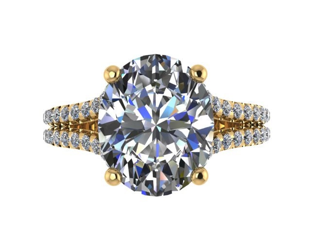 Oval Für Immer Ein Moissanite Verlobungsring Set in 14 K Gelbgold Mit Echtem Weißen Diamant Split Schaft & Korb Original Ring - V1167 Oval Für Immer Ein Moissanite Verlobungsring Set in 14 K Gelbgold Mit Echtem Weißen Diamant Split Schaft & Korb Original Ring - V1167 von JewelryArtworkByVick