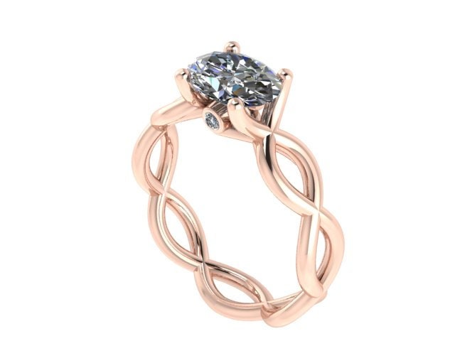 Oval Für Immer Eine Moissanite Verlobungsring Mit Zwei Echten Diamant Akzente Set in 14 K Rose Gold Braut Ring Eheran Einzigartig - V1171 Oval Für Immer Eine Moissanite Verlobungsring Mit Zwei Echten Diamant Akzente Set in 14 K Rose Gold Braut Ring Eheran Einzigartig - V1171 von JewelryArtworkByVick