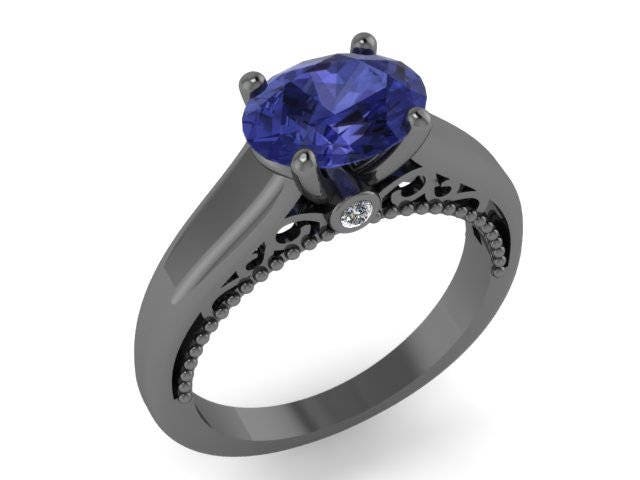 Ovale Blaue Saphir Verlobungsring 14 K Schwarz Gold Diamant Ring Liebe Vorschlag Feinen Schmuck Filigranen Ehe -V1160 Ovale Blaue Saphir Verlobungsring 14 K Schwarz Gold Diamant Ring Liebe Vorschlag Feinen Schmuck Filigranen Ehe -V1160 von JewelryArtworkByVick
