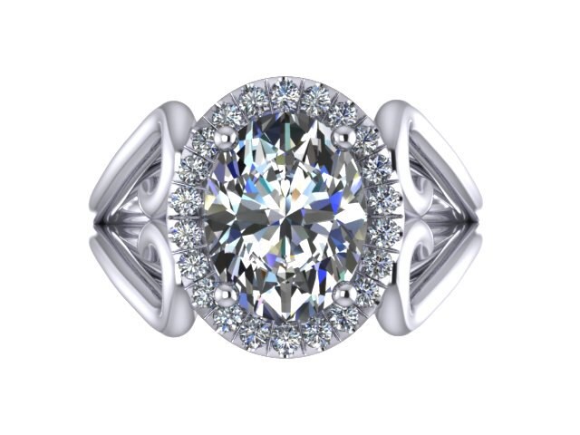 Ovale F1 Moissanite Verlobungsring Einzigartige Herz 14 K Weißgold Engagment Ring Diamant Valentinstag Geschenk Ehering - V1137 von JewelryArtworkByVick