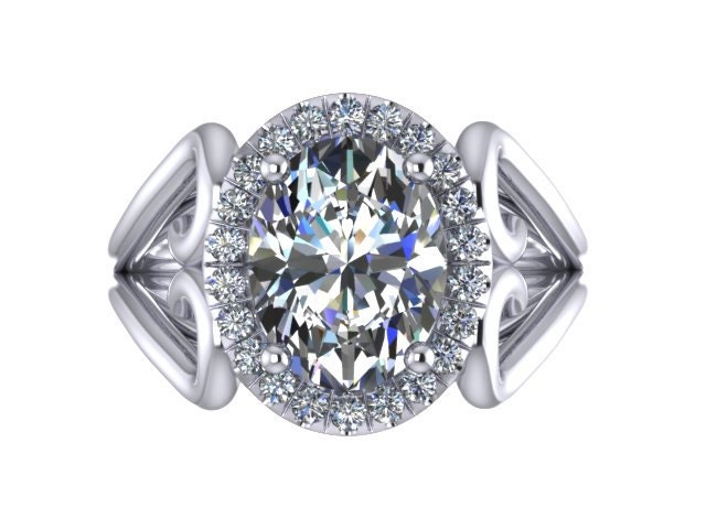 Ovale F1 Moissanite Verlobungsring Einzigartige Herz 14 K Weißgold Engagment Ring Diamant Valentinstag Geschenk Ehering - V1137 von JewelryArtworkByVick