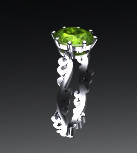 Peridot Verlobungsring 14K Weißgold Ring Farbe Stein Gold Verlobung Mit Grünen Zentrum Einzigartige August Bithstone - V1053 Peridot Verlobungsring 14K Weißgold Ring Farbe Stein Gold Verlobung Mit Grünen Zentrum Einzigartige August Bithstone - V1053 von JewelryArtworkByVick