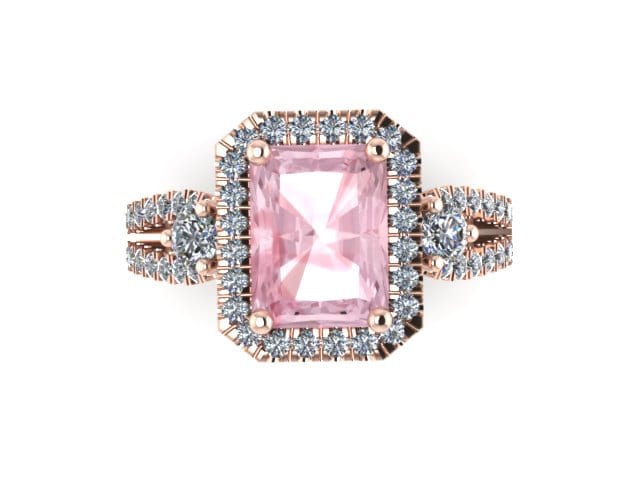 Pfirsich Rosa Morganit Verlobungsring Diamant Halo Smaragd Geschnitten Ring Stein Custom Verlobung Ring Edelstein Engagemetn - V1091 Pfirsich Rosa Morganit Verlobungsring Diamant Halo Smaragd Geschnitten Ring Stein Custom Verlobung Ring Edelstein Engagemetn - V1091 von JewelryArtworkByVick
