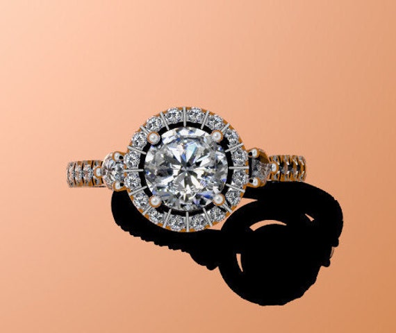 Platin Verlobungsring Für Immer Eine Moissanite Hochzeit Ring Diamant Mit 6, 5 Mm Runde F1 Center Braut - V1023M von JewelryArtworkByVick