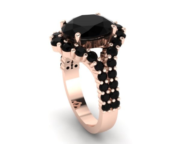 Rose Gold Schwarz Diamant Verlobungsring Oval Natürlichen Ring Benutzerdefinierte Feine Schmuck Geschenke Für Ihre Celebrity Verlobung Edelsteine von JewelryArtworkByVick
