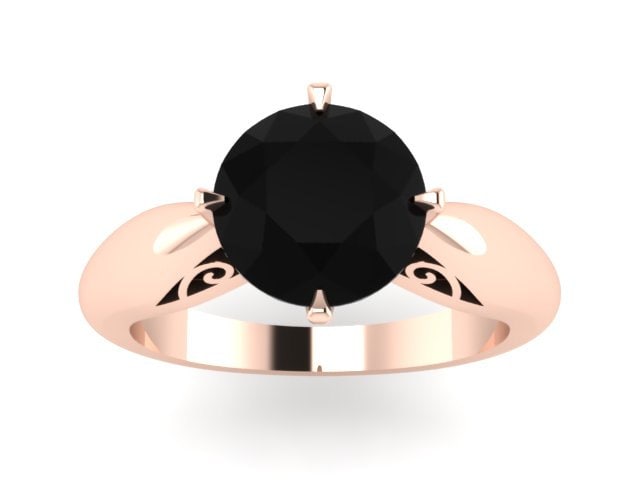 Rose Gold Schwarz Diamant Verlobungsring Solitär Ring Einzigartige Verlobung Feinen Schmuck Filigrane Braut - V1150 von JewelryArtworkByVick