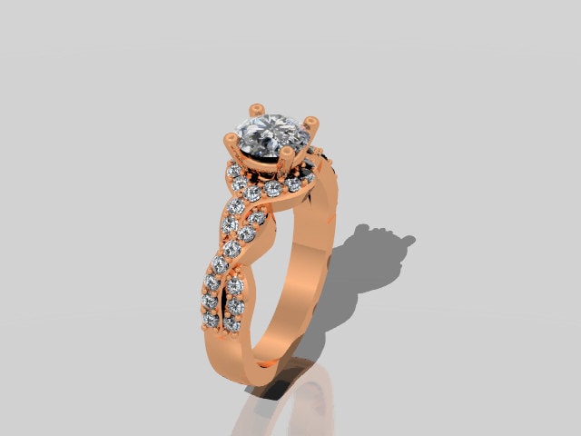 Rose Gold Verlobungsring Diamant Verlobung 14K Runde Für Immer Brillante Moissanite Ehering Etsy Braut Ringe - V1033 von JewelryArtworkByVick