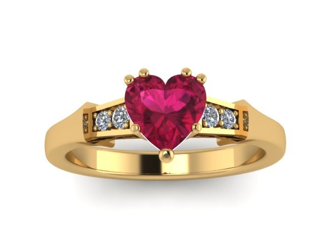 Rubin Ring Herz Form Verlobungsring Diamant 14 K Gelbgold Hochzeit Einzigartige Braut Vintage -V1148 Rubin Ring Herz Form Verlobungsring Diamant 14 K Gelbgold Hochzeit Einzigartige Braut Vintage -V1148 von JewelryArtworkByVick