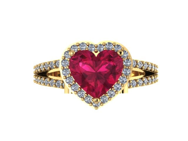 Rubin Verlobungsring Diamant Hochzeit Ring Herz Geformt Rot 14K Gelbgold Mit 8x8mm Zentrum Valentinstag Geschenke - V1083 Rubin Verlobungsring Diamant Hochzeit Ring Herz Geformt Rot 14K Gelbgold Mit 8x8mm Zentrum Valentinstag Geschenke - V1083 von JewelryArtworkByVick