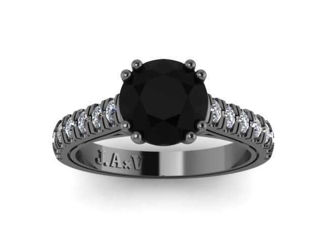 Schwarz Gold Ring Diamant Verlobungsring Weiß Weding Edelsteine 14K Schwarz Mit 7mm Runde Zentrum - V1029 Schwarz Gold Ring Diamant Verlobungsring Weiß Weding Edelsteine 14K Schwarz Mit 7mm Runde Zentrum - V1029 von JewelryArtworkByVick