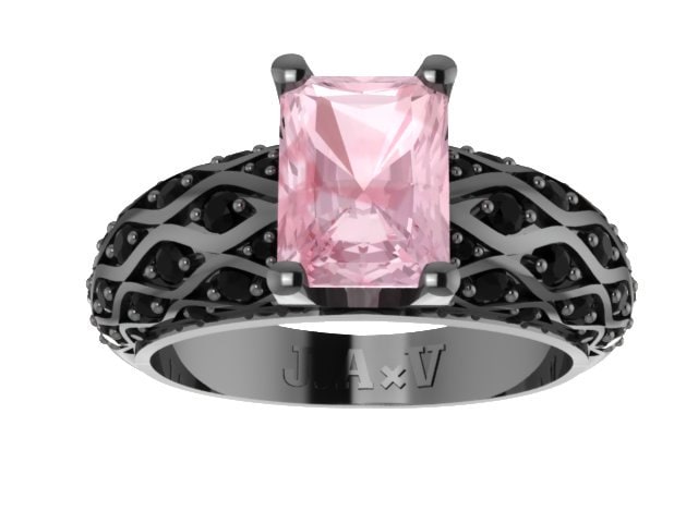 Schwarz Gold Schwarz Diamant Morganit Verlobung Hochzeit Smaragd Geschnitten 14K Ring Mit 8x6mm Zentrum Edelsteine - V1040 Schwarz Gold Schwarz Diamant Morganit Verlobung Hochzeit Smaragd Geschnitten 14K Ring Mit 8x6mm Zentrum Edelsteine - V1040 von JewelryArtworkByVick