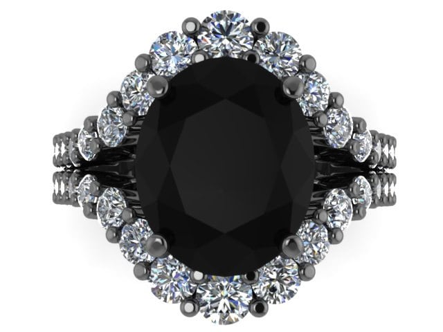 Schwarz Gold Schwarz Diamant Verlobungsring Oval Natürlichen Ring Weiß Benutzerdefinierte Feine Schmuck Geschenke Für Ihre Berühmtheit - V1146 von JewelryArtworkByVick