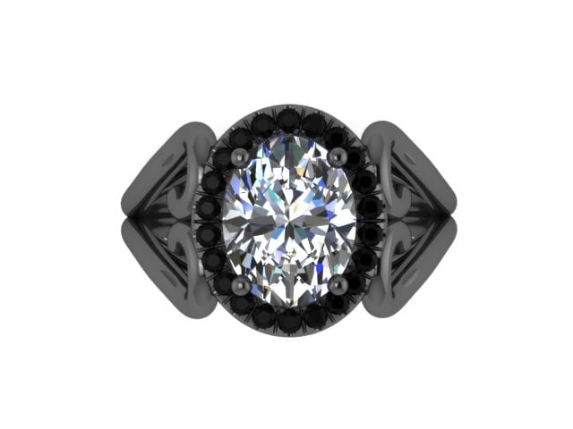 Schwarz Gold Verlobungsring Einzigartige Moissanite Hochzeit Ring Herz Echte Schwarze Diamant Valentines Geschenk Artikel Edelstein von JewelryArtworkByVick