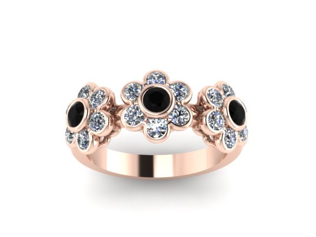Schwarz Und Weiß Diamant Band Blume Design 14K Rose Gold Ring Damen Schmuck Floral Valentinstag Geschenk Feinen - V1088 Schwarz Und Weiß Diamant Band Blume Design 14K Rose Gold Ring Damen Schmuck Floral Valentinstag Geschenk Feinen - V1088 von JewelryArtworkByVick