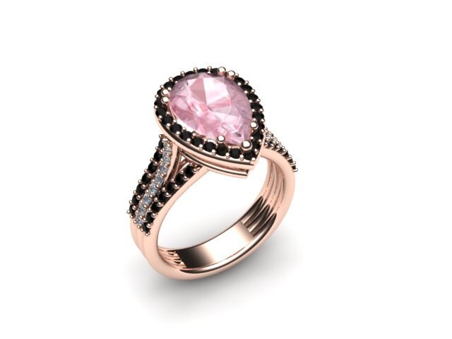Schwarz Und Weiß Diamant Verlobungsring 14K Rose Gold Mit 10x8mm Birne Form Morganit Zentrum Edelstein Verlobung Hochzeit Hochzeit-V1089 Schwarz Und Weiß Diamant Verlobungsring 14K Rose Gold Mit 10x8mm Birne Form Morganit Zentrum Edelstein Verlobung Hochzeit Hochzeit-V1089 von JewelryArtworkByVick