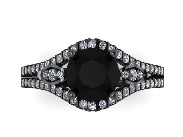 Schwarz Und Weiß Diamant Verlobungsring 14K Schwarz Gold Feiner Schmuck Ehering Mit 1, 20 Ct Runde Zentrum - V1000 von JewelryArtworkByVick