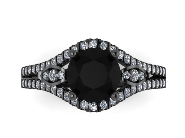 Schwarz Und Weiß Diamant Verlobungsring 14K Schwarz Gold Feiner Schmuck Ehering Mit 1, 20 Ct Runde Zentrum - V1000 Schwarz Und Weiß Diamant Verlobungsring 14K Schwarz Gold Feiner Schmuck Ehering Mit 1, 20 Ct Runde Zentrum - V1000 von JewelryArtworkByVick