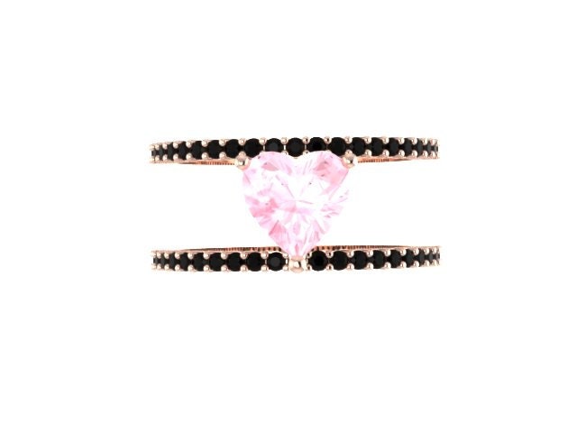 Schwarzer Diamant Ring Band Herz Morganit Verlobung 14K Rose Gold Mit Zentrum Feine Schmuck Edelsteine Geschenkidee - V1084 von JewelryArtworkByVick