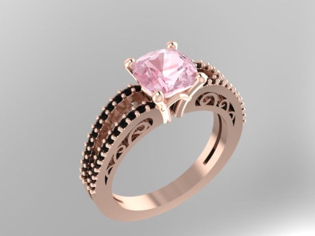 Schwarzer Diamant Verlobungsring 14K Rose Gold Ehering 6x6mm Kissen Geschnitten Morganit Zentrum Edelstein Braut Schmuck Einzigartige Mutter - V1065 Schwarzer Diamant Verlobungsring 14K Rose Gold Ehering 6x6mm Kissen Geschnitten Morganit Zentrum Edelstein Braut Schmuck Einzigartige Mutter - V1065 von JewelryArtworkByVick