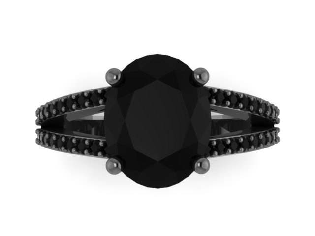 Schwarzer Diamant Verlobungsring 14K Schwarzgold Mit Oval 10x8mm Schwarz Echte Zentrum Valentinstag Geschenk Edelsteine -V1099 von JewelryArtworkByVick