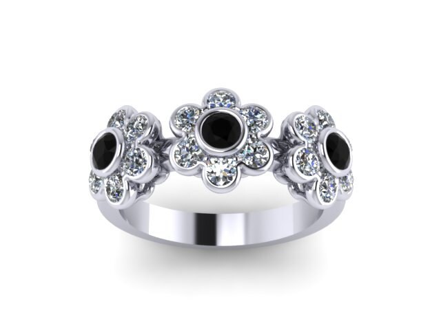 Schwarzer Diamant Weiß Band Blume Design 14K Weißgold Ring Feminie Ringe Statement Besonderes Geschenk Für Sie - V1088 Schwarzer Diamant Weiß Band Blume Design 14K Weißgold Ring Feminie Ringe Statement Besonderes Geschenk Für Sie - V1088 von JewelryArtworkByVick