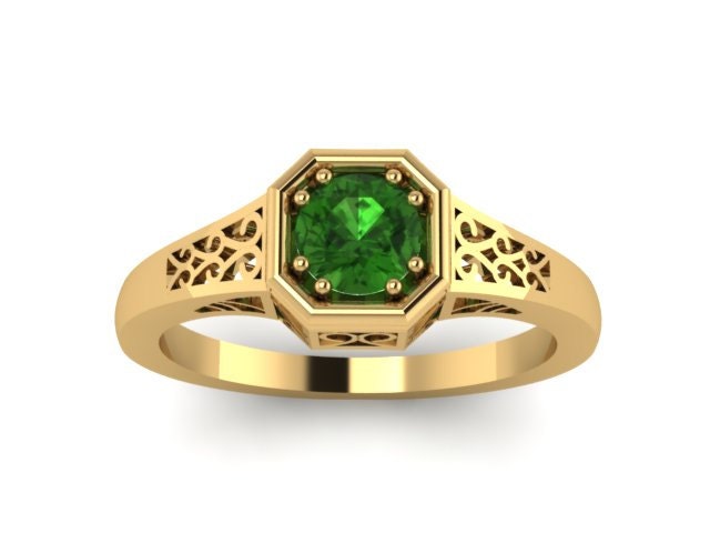 Smaragd Verlobungsring Edwardian 14K Gelbgold Vintage Ring Grün Zentrum Feinen Schmuck Kann Geburtsstein Edelsteine - V1118 Smaragd Verlobungsring Edwardian 14K Gelbgold Vintage Ring Grün Zentrum Feinen Schmuck Kann Geburtsstein Edelsteine - V1118 von JewelryArtworkByVick