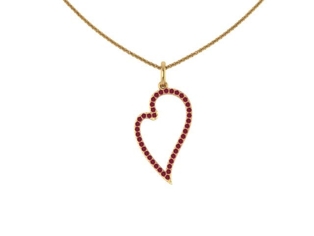 Valentines Rubin Herz Halskette 14K Gelbgold Valentinstag Geschenk Hochzeit Schmuck Frauen Feinen Einzigartige Neckalce Juli Birthstone -V1122 von JewelryArtworkByVick