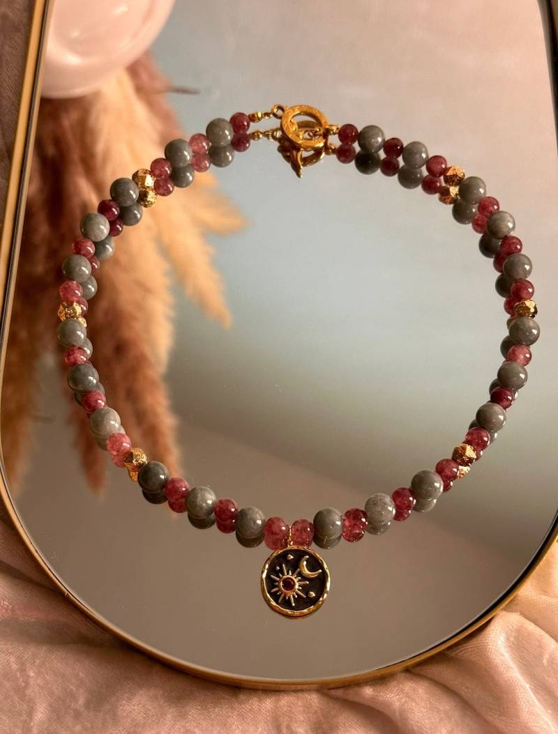 Burma Jade & Lepidolite Und Hämatit Edelstein Halskette Burma Jade & Lepidolite Und Hämatit Edelstein Halskette von JewelryAtelierMaia