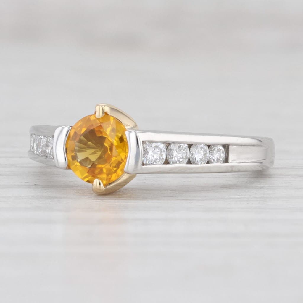 1.10Ctw Gelb Orange Saphir Diamant Ring 18K Gold Platin Sz 7.25 Engagement von JewelryAuthority