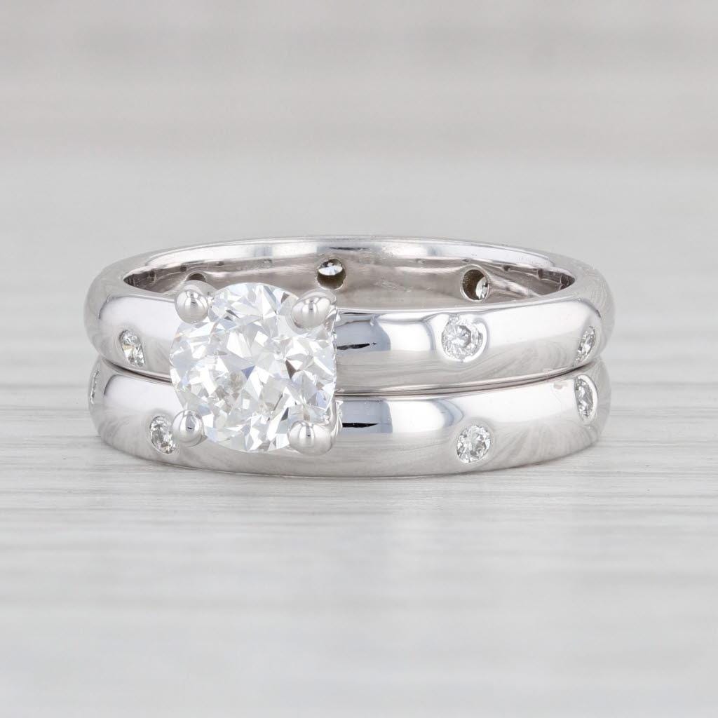 1.28Ctw Rund Diamant Verlobungsring Ehering Braut Set 14K Gold Gia 6.5 von JewelryAuthority