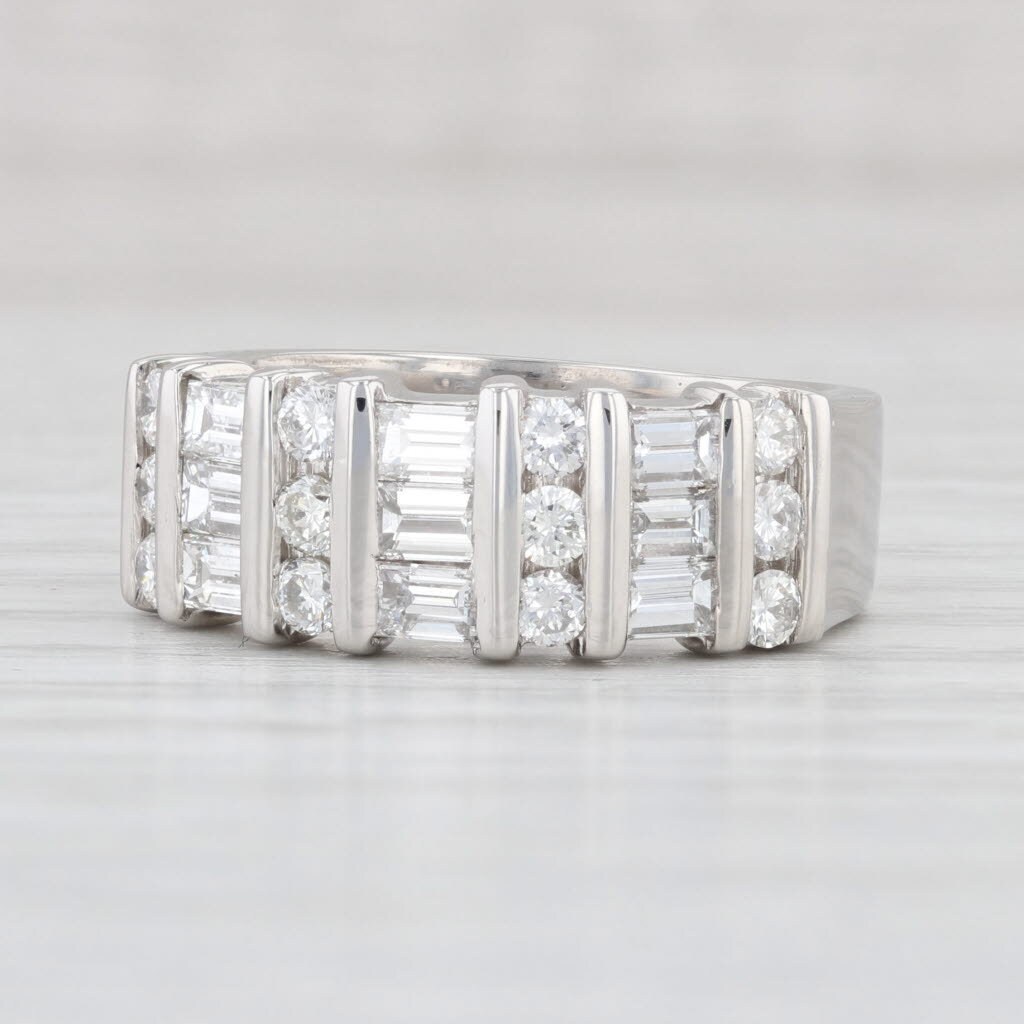 1.50Ctw Runde Baguette Diamant Band Platin Größe 6.75 Ring Stapelbar Hochzeit von JewelryAuthority