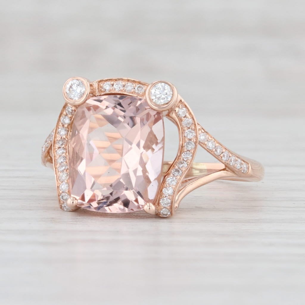 4.09Ctw Morganit Diamant Ring 14K Rose Gold Größe 8.25 Cocktail von JewelryAuthority