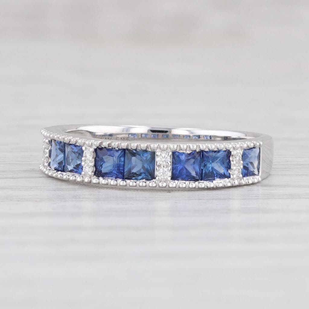 Neuer 0.94Ctw Blauer Saphir Diamant Ring in 585Er Weißgold Gr. 7, 25 von JewelryAuthority