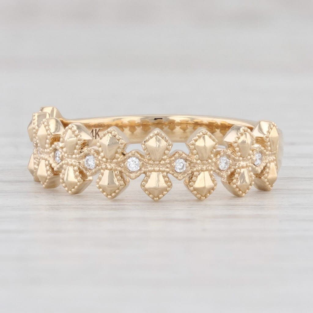 Neue Diamant Band 14K Gelbgold Größe 6, 5 Hochzeit Stapelbar Ring Kreuz Muster von JewelryAuthority