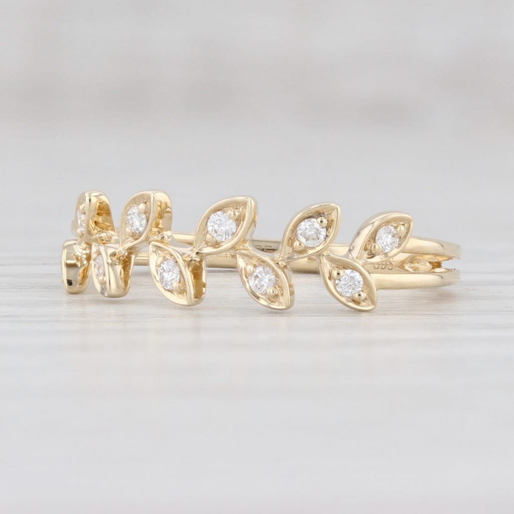 Neue Diamant Blätter Stapelbarer Ring 14K Gelbgold Ehering Sz 6, 5 Vine Work von JewelryAuthority