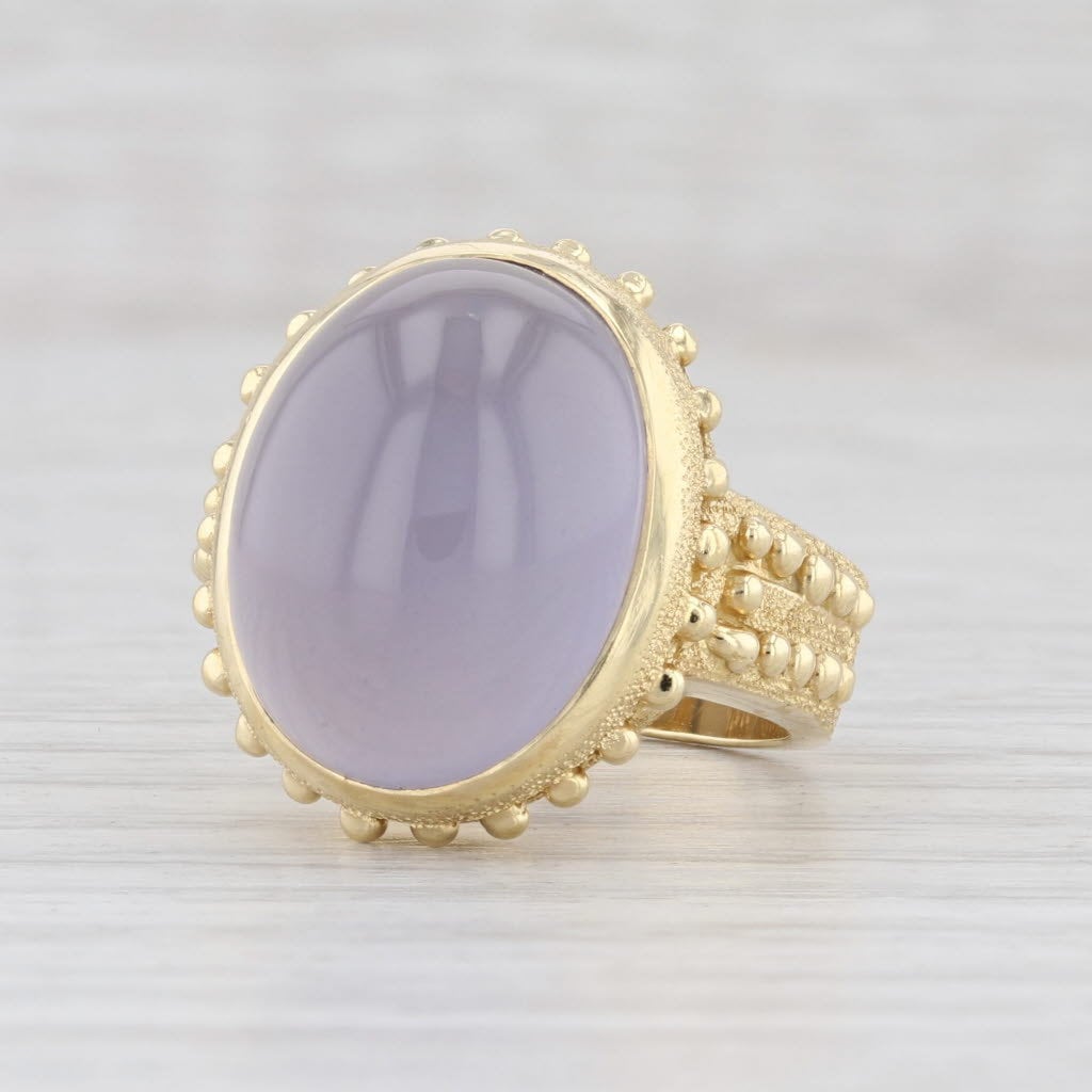 Neuer Sarosi Purple Chalcedon Statement Ring 750Er Gelbgold Gr. 6 Solitär von JewelryAuthority