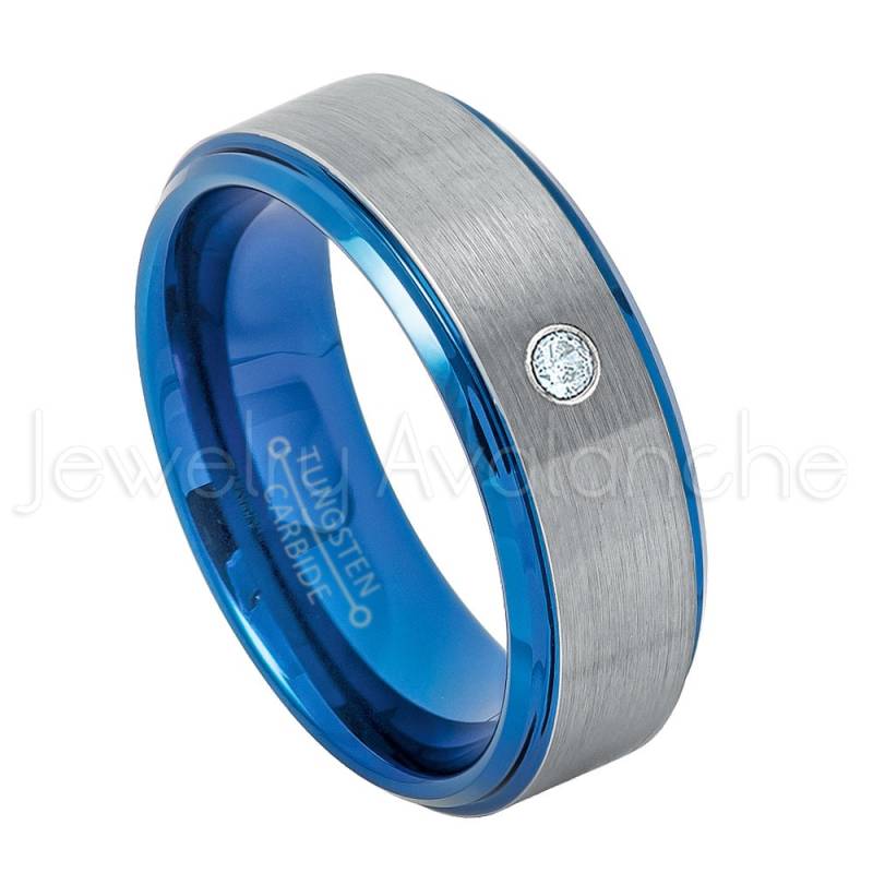 0, 07Ct Wolfram Ring, Solitaire Gebürstet Blau Pc Comfort Fit Ehering Tn744Bs von JewelryAvalanche
